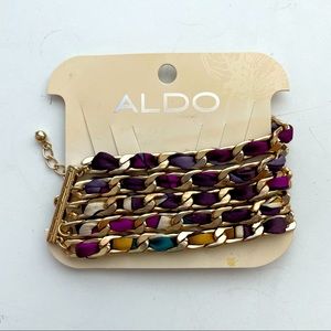 NWT Aldo Stacked Ribbon & Chain Bracelet